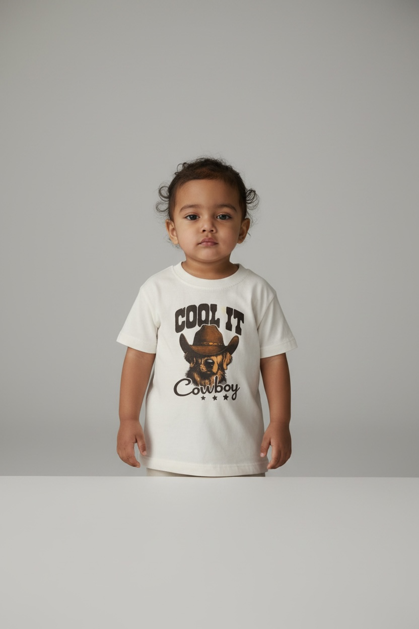 Cool It Cowboy Baby T-Shirt | Soft Cotton Graphic Tee for Kids