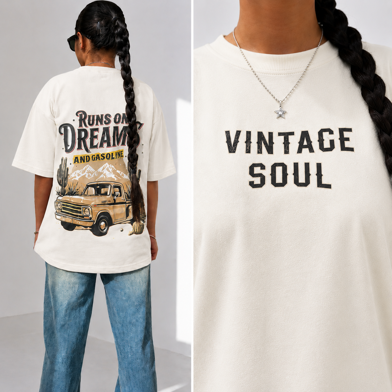 Runs on Dreams & Gasoline Oversized Graphic Tee