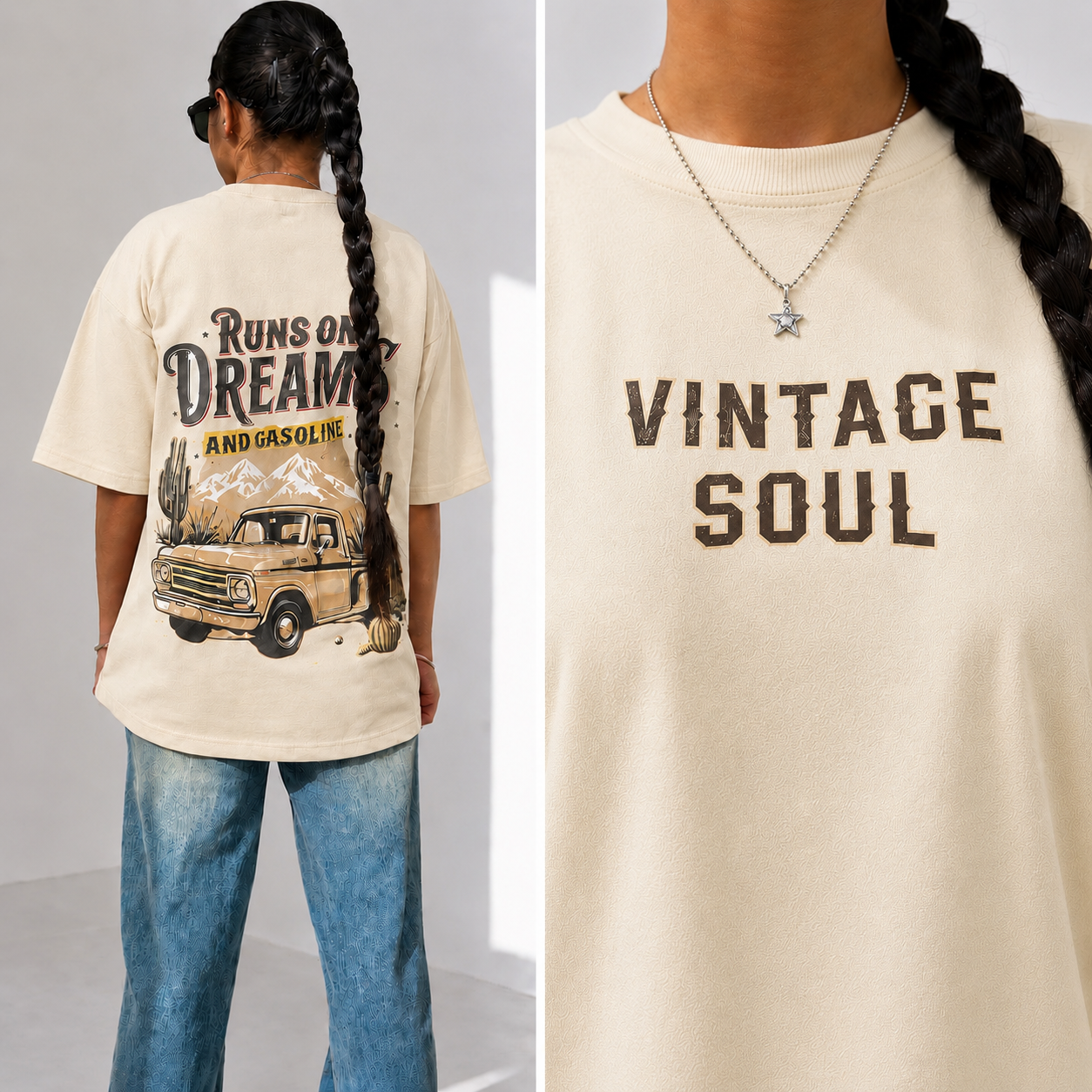 Runs on Dreams & Gasoline Oversized Graphic Tee