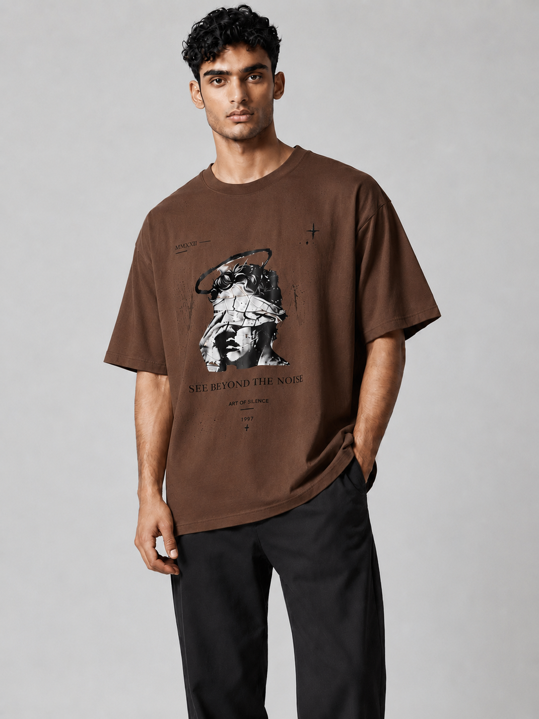 Abstract Angel Graphic Oversized T-Shirt | Sculpture Art Streetwear Tee