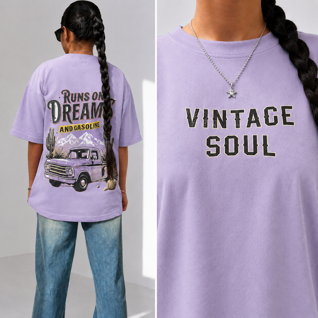Runs on Dreams & Gasoline Oversized Graphic Tee