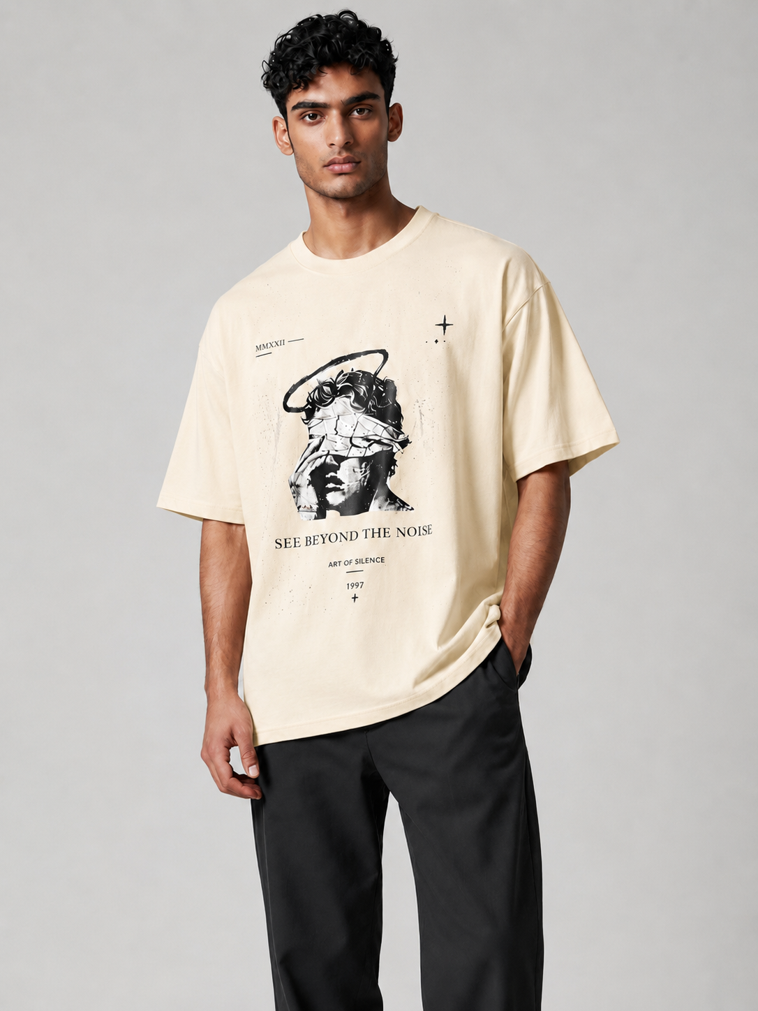 Abstract Angel Graphic Oversized T-Shirt | Sculpture Art Streetwear Tee