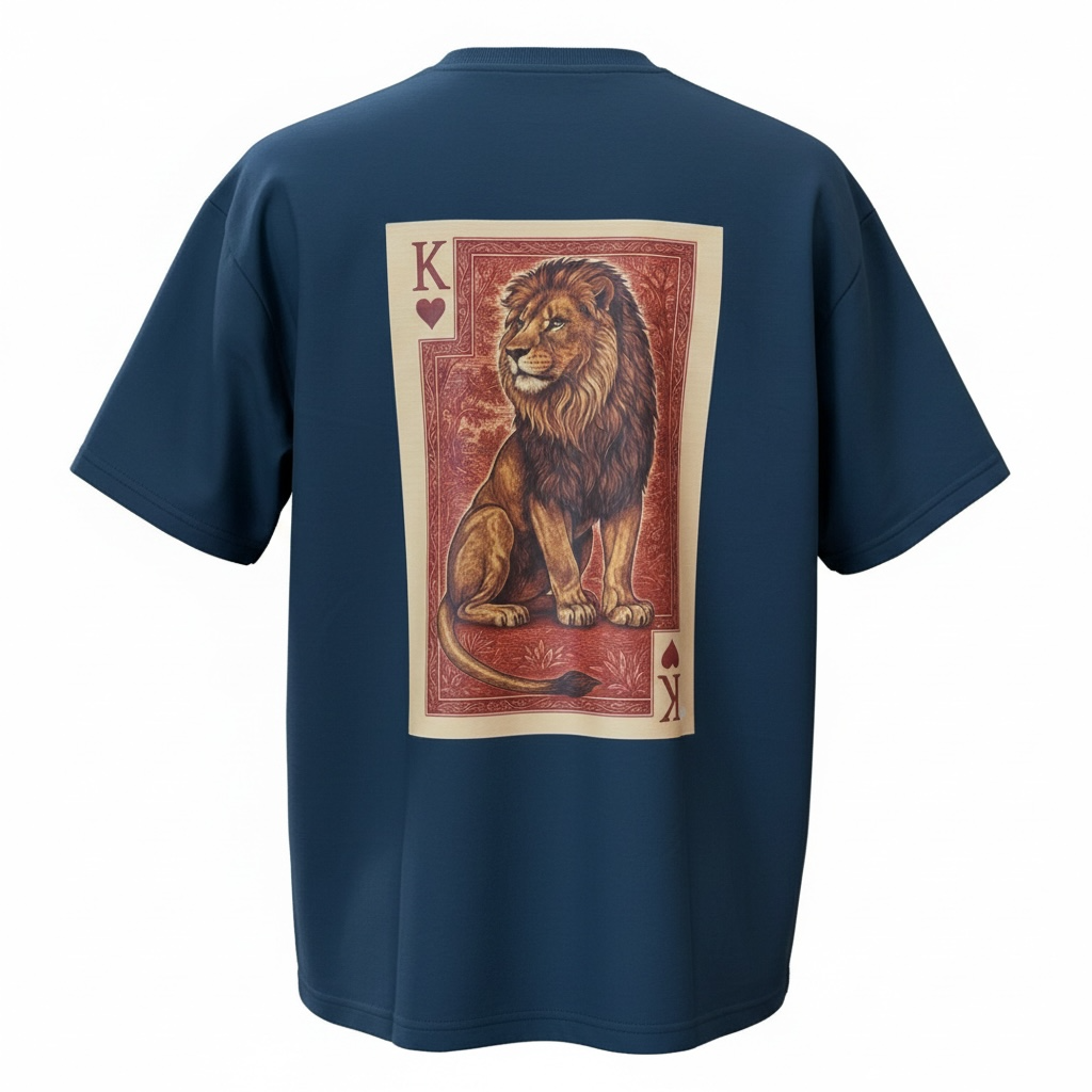 King Lion Graphic Oversized T-Shirt | Bold Streetwear Tee in Steel Blue