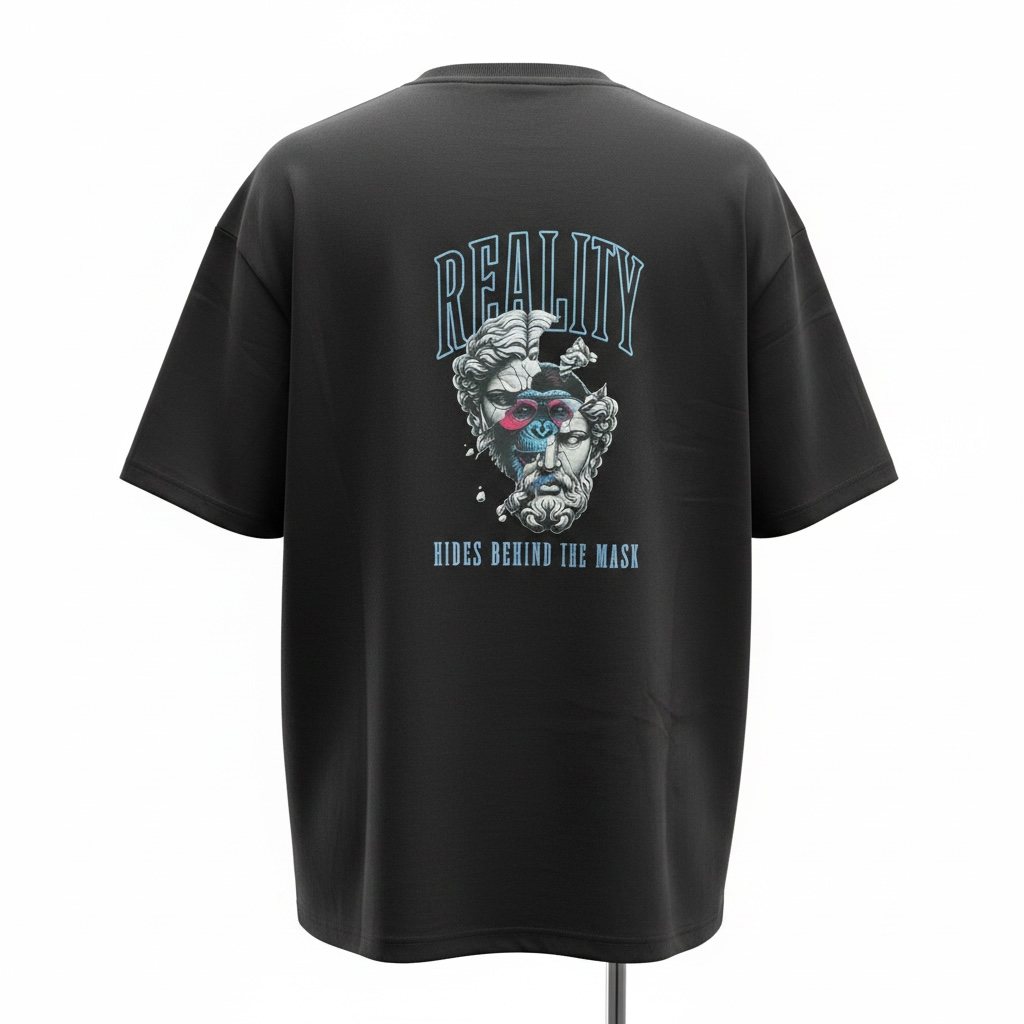 Mask Graphic Oversized T-Shirt | Dark Art Streetwear Tee for Men