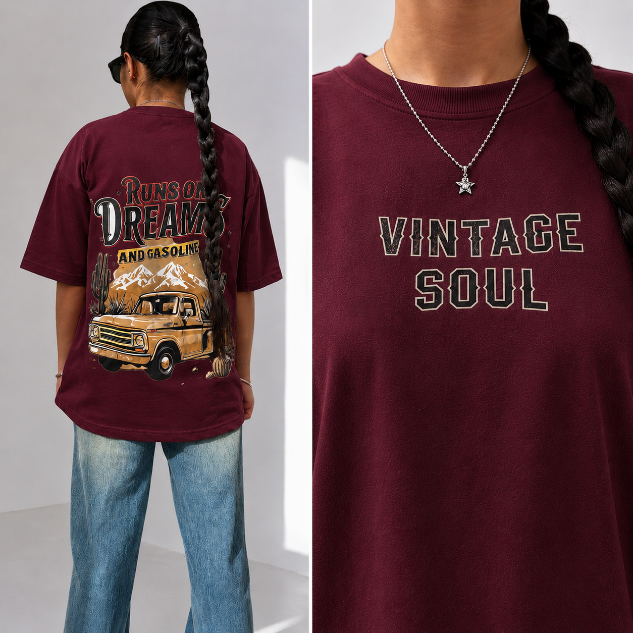 Runs on Dreams & Gasoline Oversized Graphic Tee
