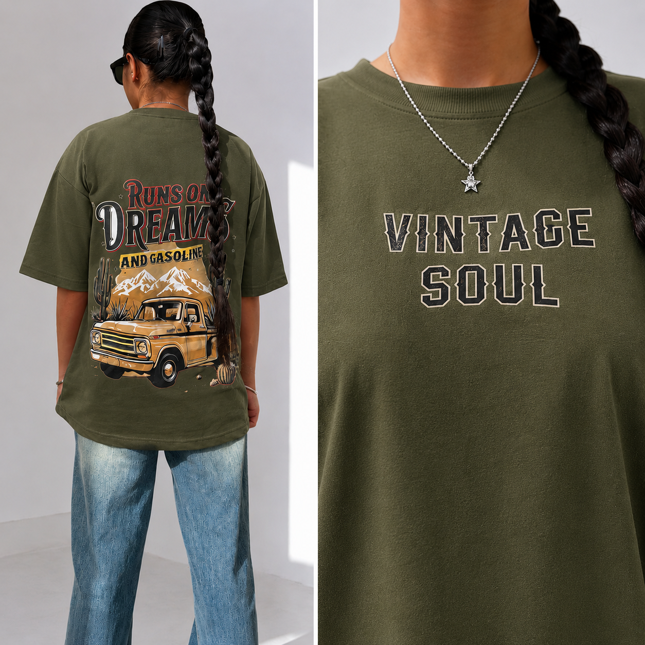 Runs on Dreams & Gasoline Oversized Graphic Tee