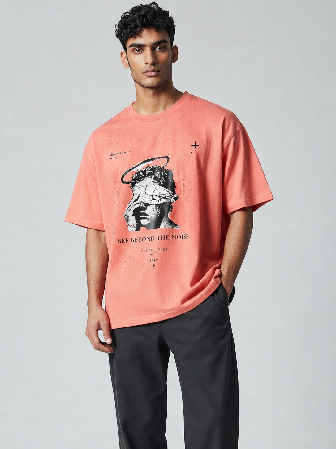Abstract Angel Graphic Oversized T-Shirt | Sculpture Art Streetwear Tee