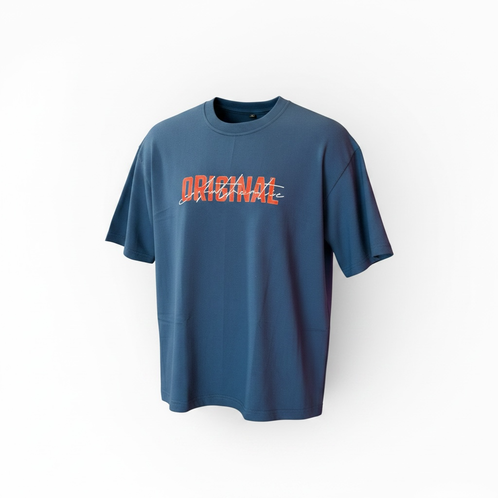 King Lion Graphic Oversized T-Shirt | Bold Streetwear Tee in Steel Blue