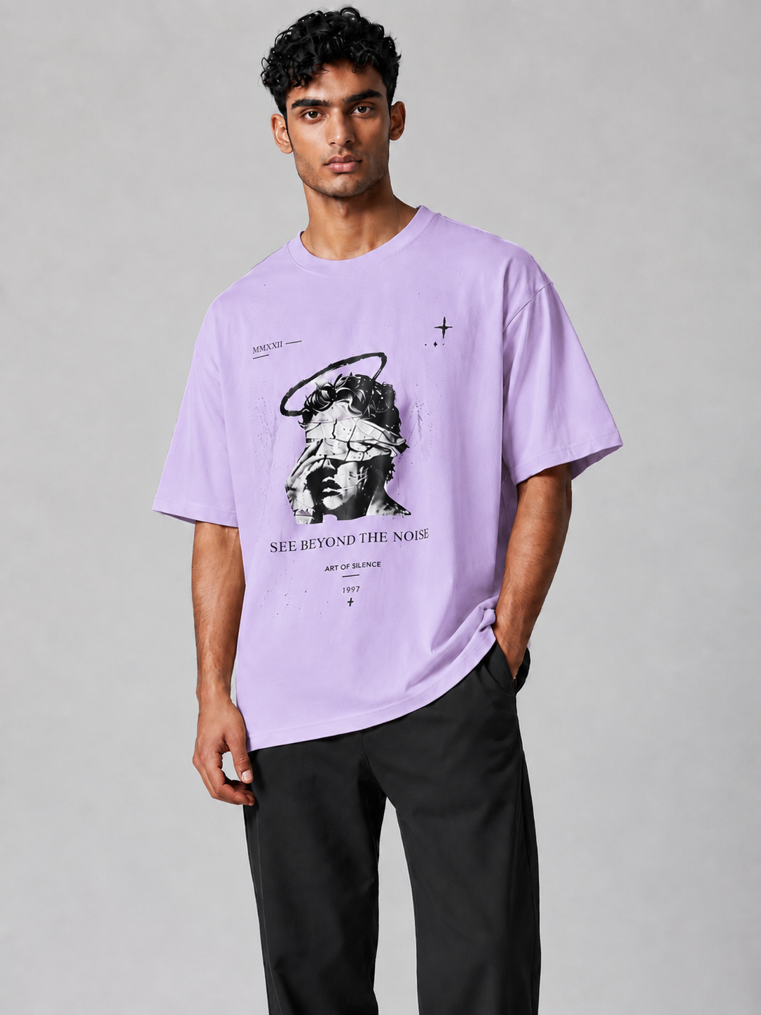 Abstract Angel Graphic Oversized T-Shirt | Sculpture Art Streetwear Tee