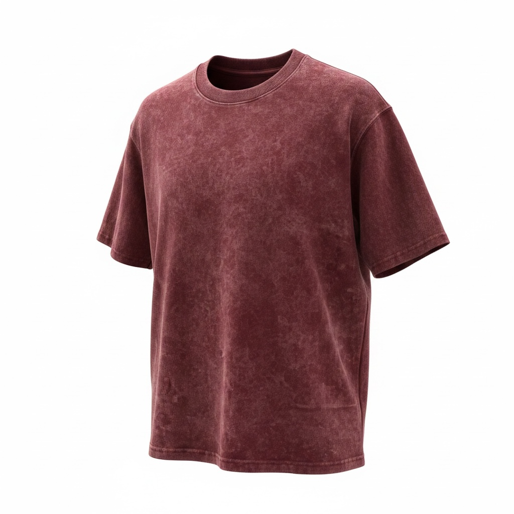Wine Acid Wash Oversized T-Shirt | Maroon Vintage Streetwear Tee