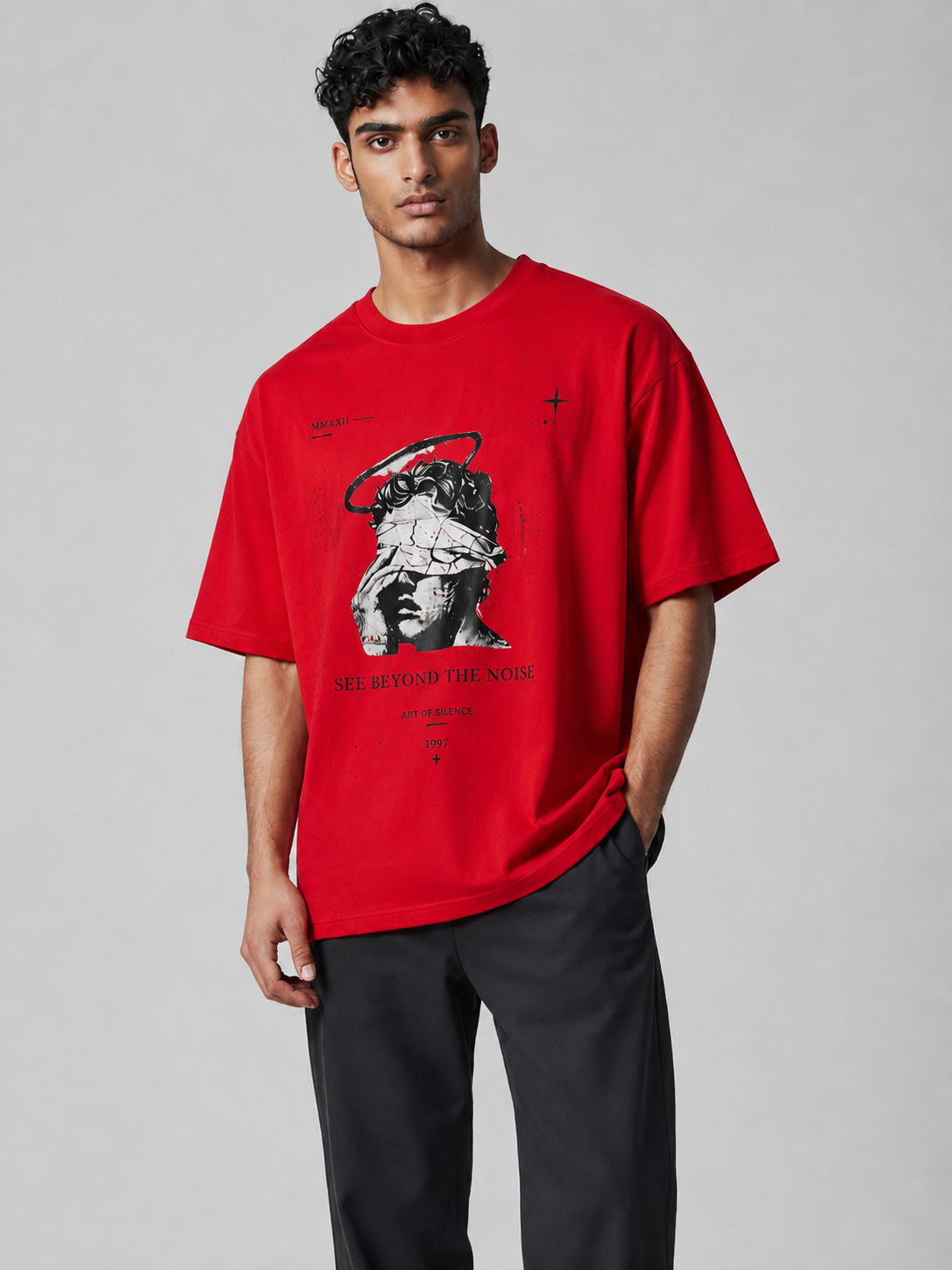 Abstract Angel Graphic Oversized T-Shirt | Sculpture Art Streetwear Tee