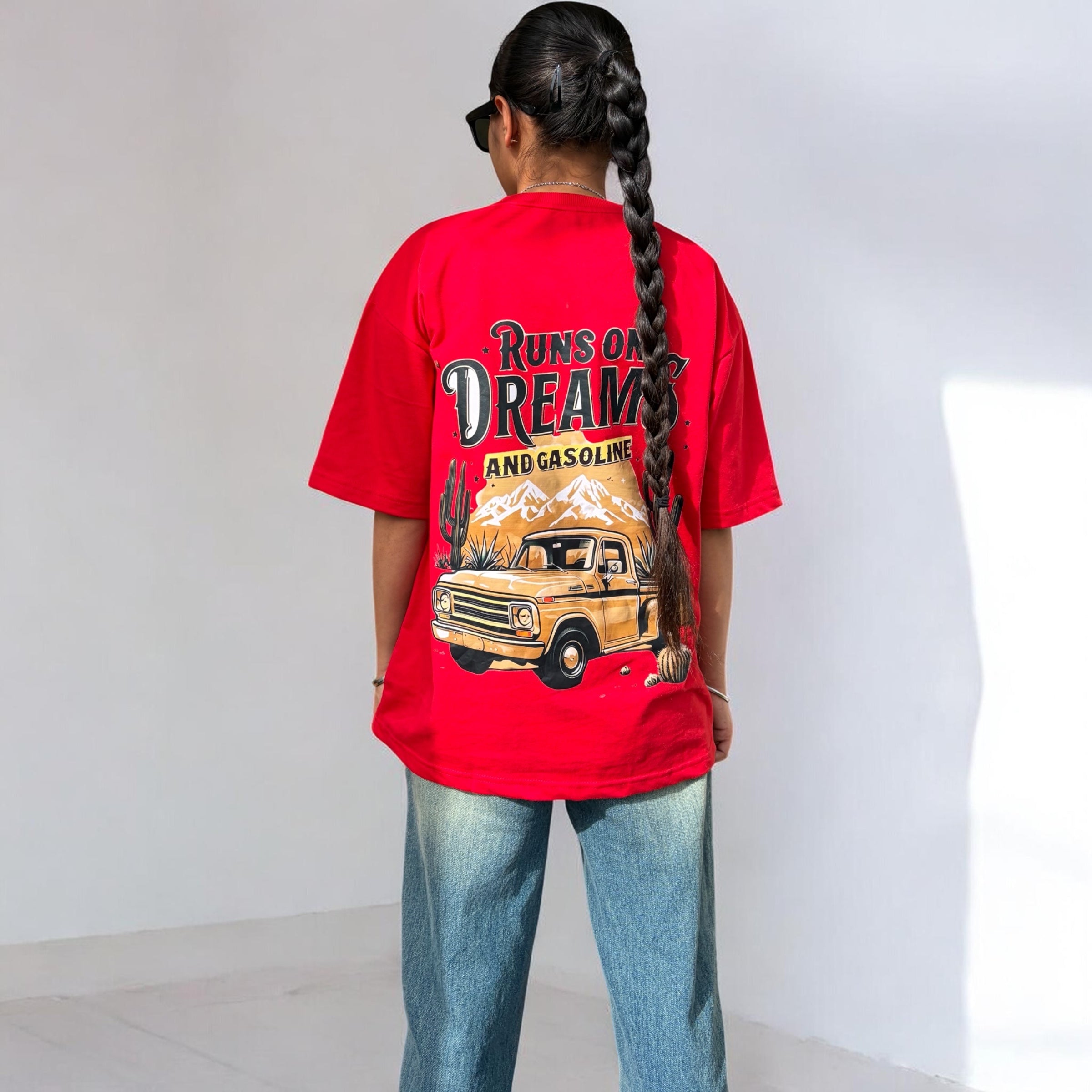 Runs on Dreams & Gasoline Oversized Graphic Tee