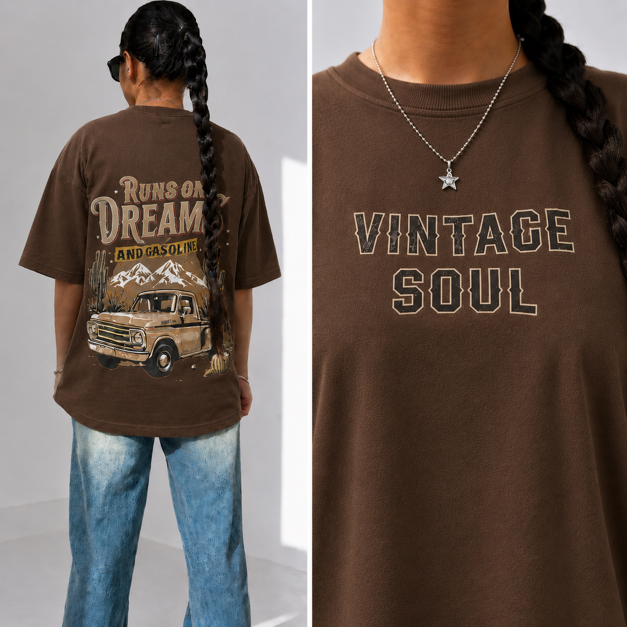 Runs on Dreams & Gasoline Oversized Graphic Tee