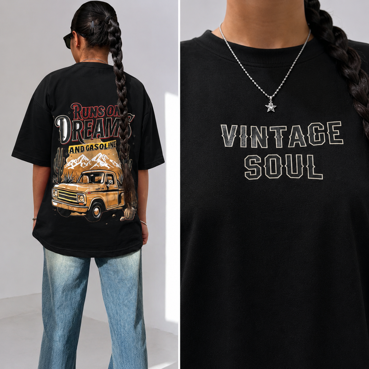 Runs on Dreams & Gasoline Oversized Graphic Tee