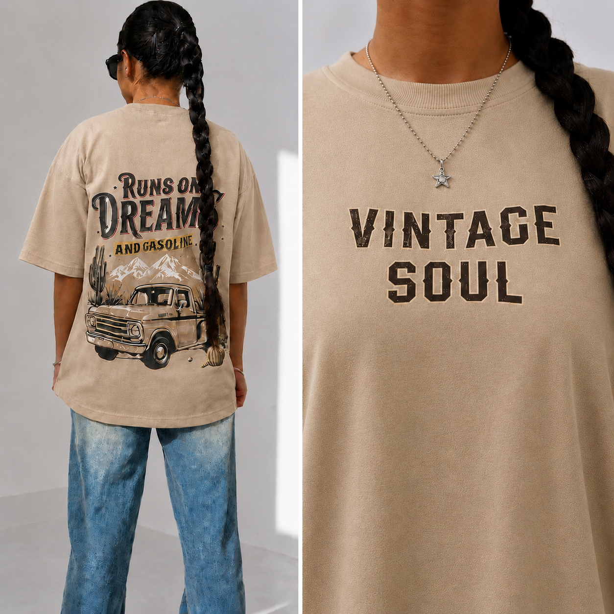 Runs on Dreams & Gasoline Oversized Graphic Tee