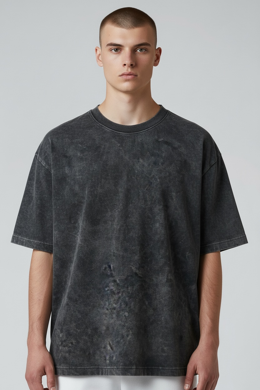 Classic Black Acid Wash Oversized T-Shirt | Rugged Streetwear Tee