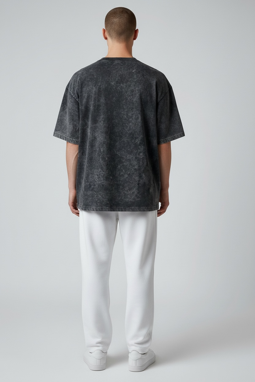 Classic Black Acid Wash Oversized T-Shirt | Rugged Streetwear Tee